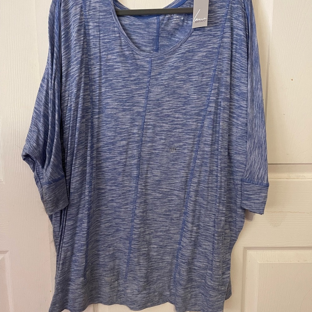 Lane Bryant 3/4 sleeve Blue casual tee, tag on, never worn